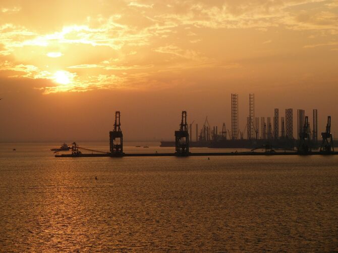 Bahrain port sunset