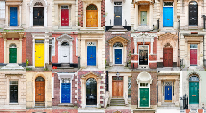 Image of colourful English doors