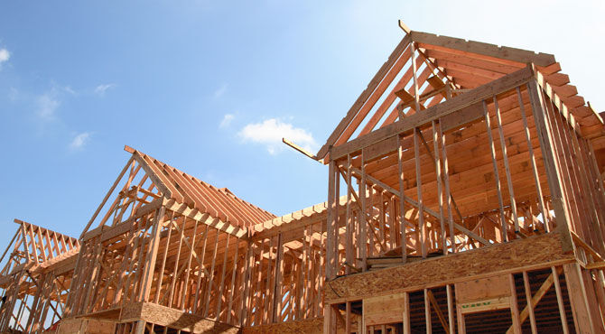 Image of home being built, to illustrate an article on the UK property market lacking impetus