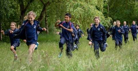 Children running at Sherfield school