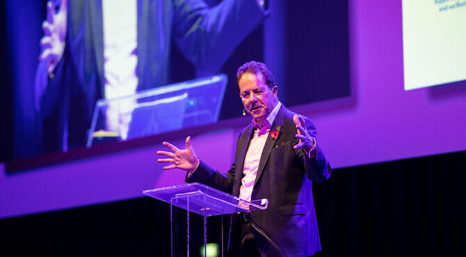 CIPD Chief Executive Peter Cheese on stage in Manchester delivering speech