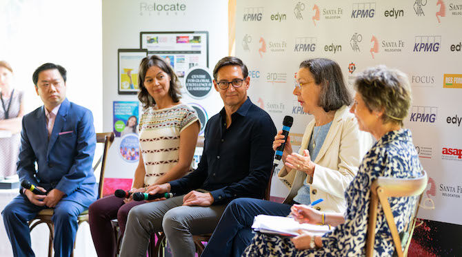 Keynote panel members in conversation at the Relocate Global Future of Work Festival