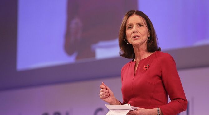 Carolyn Fairbairn making a speech