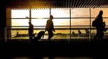 Shadowy image of airport transit lounge