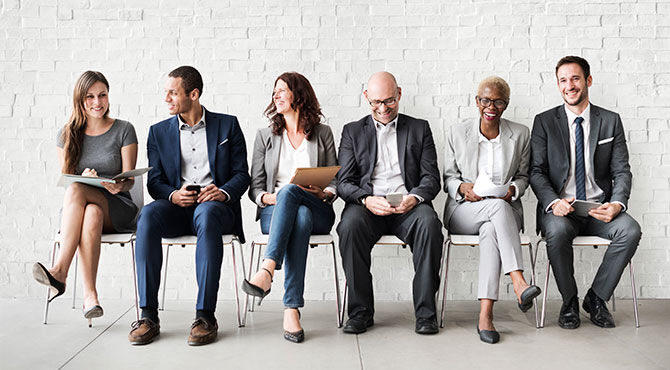 Business people waiting for an interview