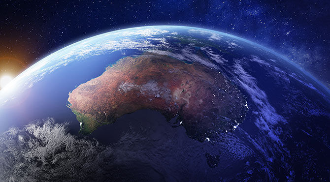 Australia as seen from space at night