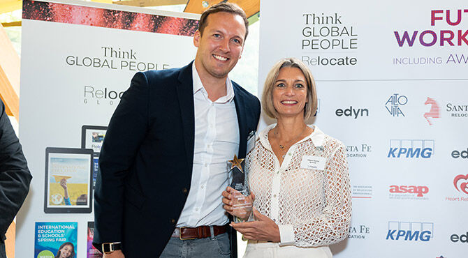 The award was collected by Claire Barrie, VP of Sales, EMEA, Synergy.
