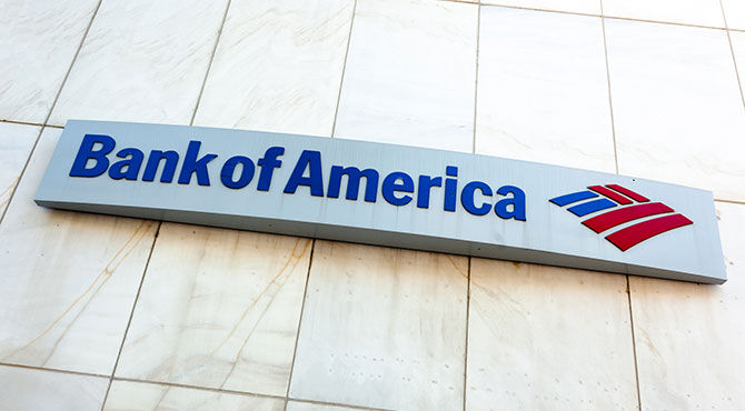 Bank of America logo on side of building