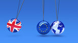 UK globe, EU globe and world globe