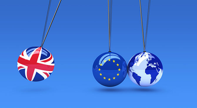 UK globe, EU globe and world globe