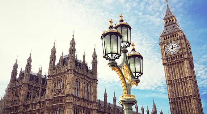 Image of the UK Houses of Parliament illustrates an article about Brexit and the UK jobs market