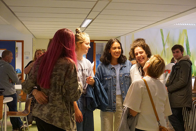 Students at the British School in the Netherlands await their A Level results