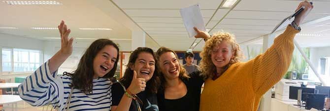 A level students receive results