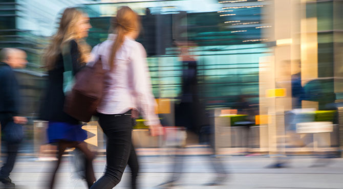 Business women walking in London