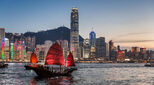 Scene of junk ship in China waterfront