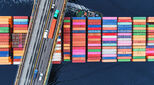 Container ship seen from above
