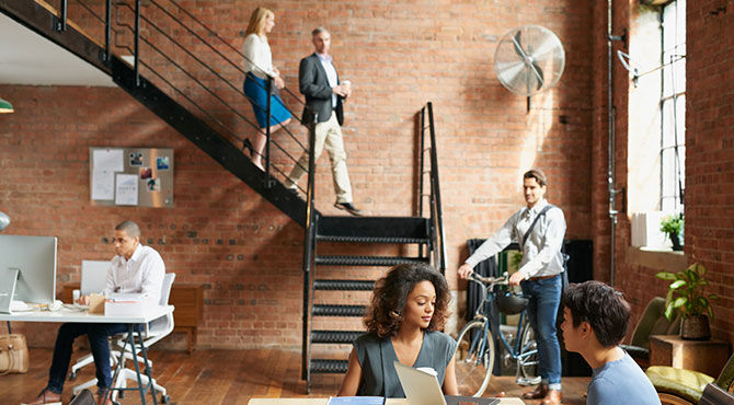 Workers in co-working space