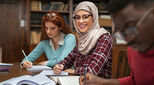 Two female and one male university student