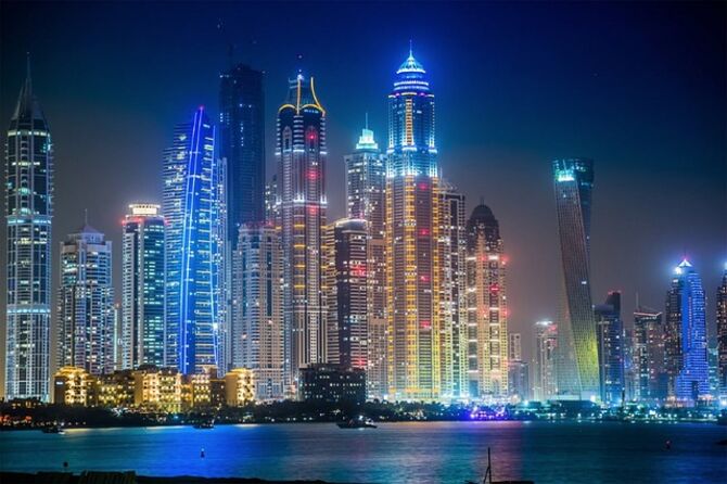 Dubai skyline at night