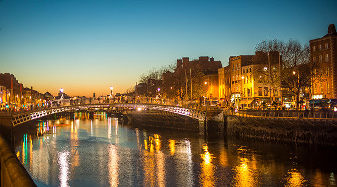 Dublin city at night