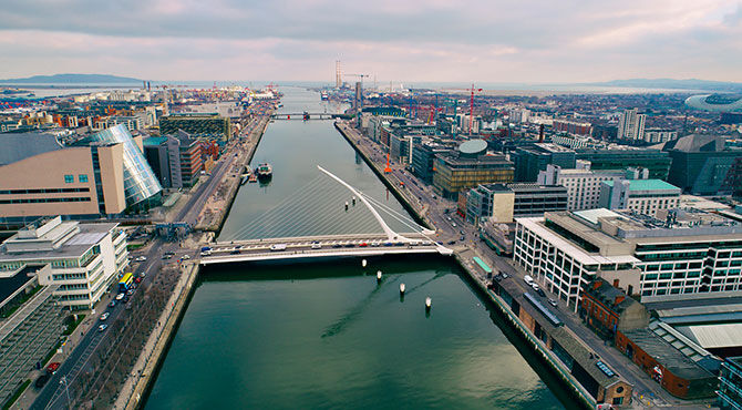 Dublin docks view from above