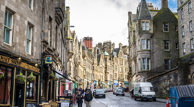 Street of houses in Edinbrugh