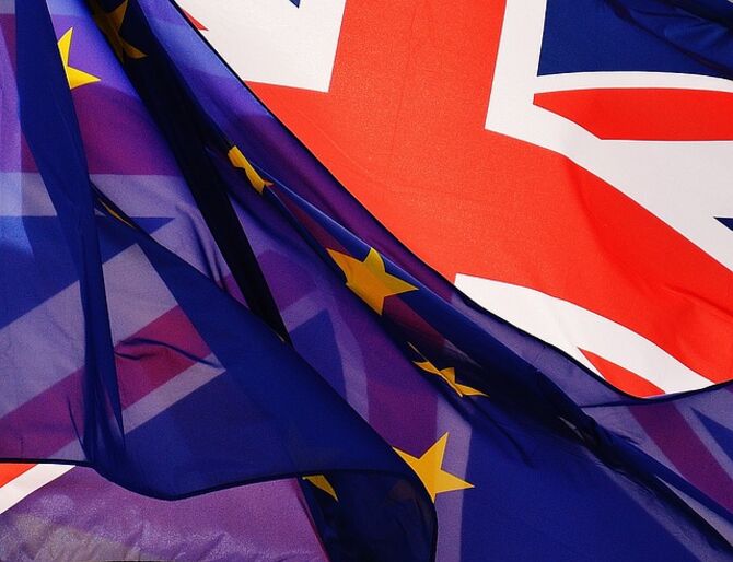 Union flag and EU flag