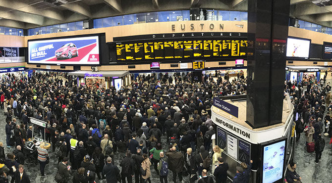 Commuters at Euston Station in London