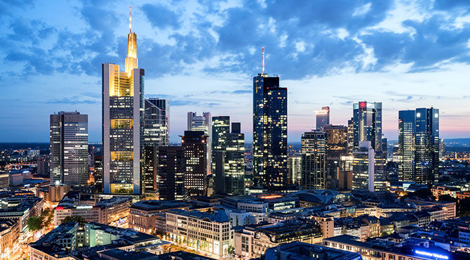 Frankfurt skyline at night