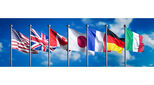 Flags of several G7 countries illustrates an article about economic growth