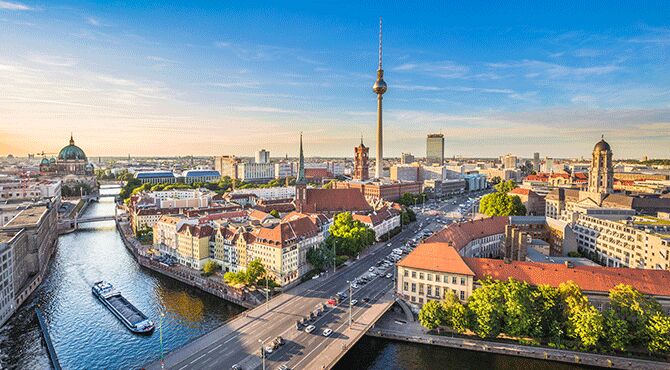 Berlin skyline with Spree river