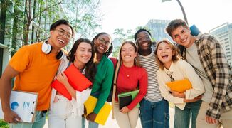 group-happy-students-stock-image