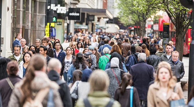 Busy UK high street