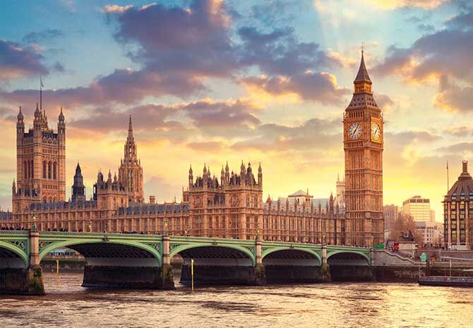 landscape image of the Houses of Parliament in the distance