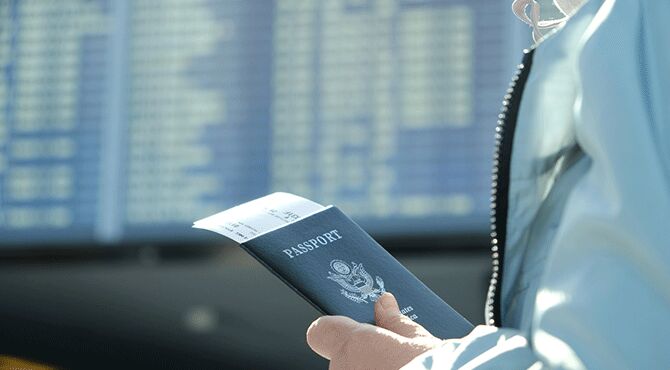 Passenger with a passport