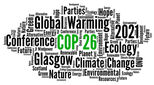 Graphic of COP26 word cloud including hope, Glasgow, sustainability