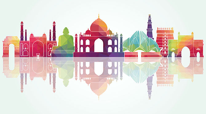 Iconic buildings in India (including Taj Mahal) graphic