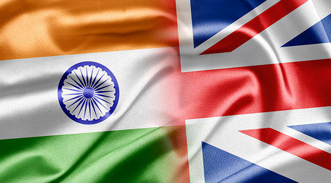 India and UK flags side by side