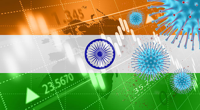 Indian flag with Covid-19 image