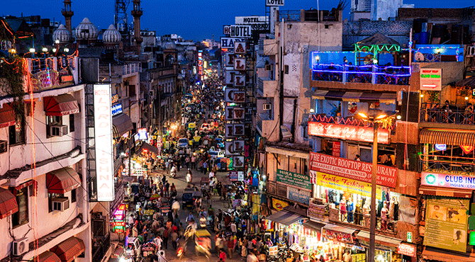 India street with neon lights
