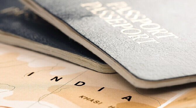 Passport and map of India