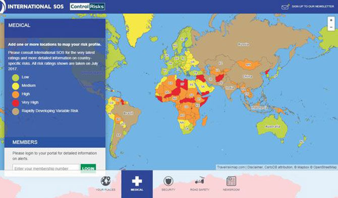 International SOS risk map for global mobility