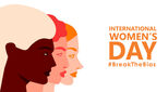 illustration of women with break the bias hashtag for international women day