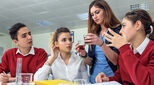 Girls doing scientific experiment