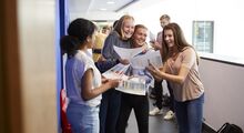 students-celebrate-results-stock-image