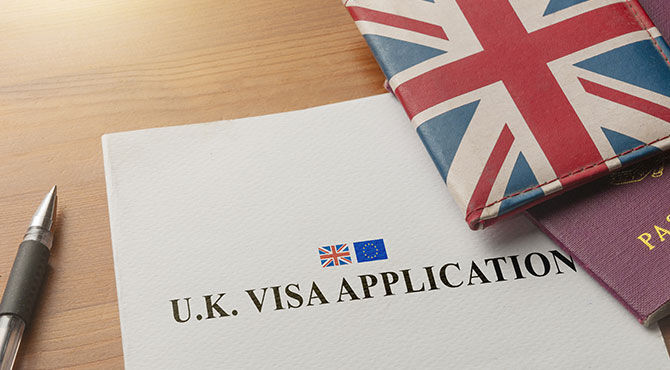 UK visa application with union jack