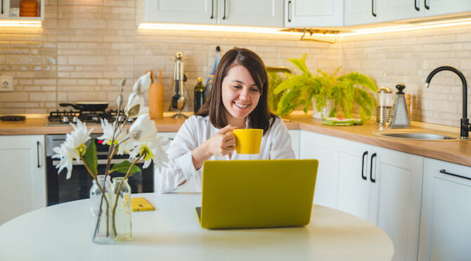 woman sharing a virtual cuppa