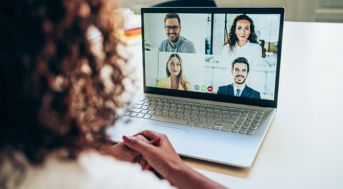 Woman on a Zoom meeting with colleagues