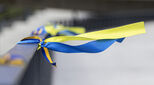 ukraine flag in ribbon