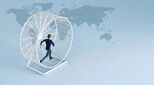 businessman-hamster-wheel-world-map-stock-image
